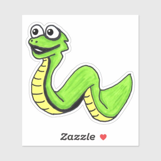 漫画のネオングリーンのヘビの大きな白い目 シール (シート)