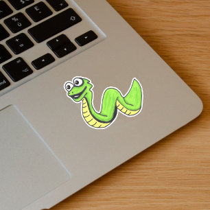 漫画のネオングリーンのヘビの大きな白い目 シール
