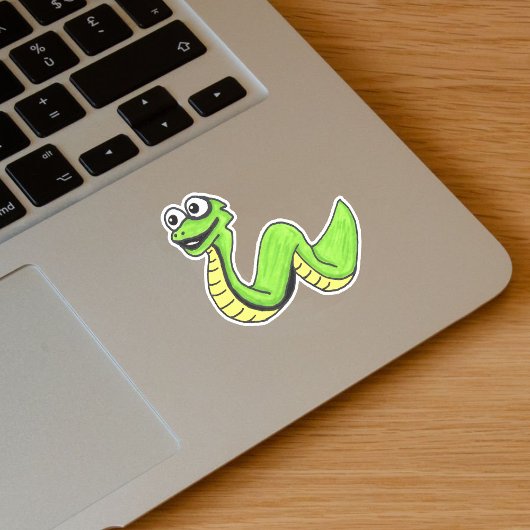 漫画のネオングリーンのヘビの大きな白い目 シール