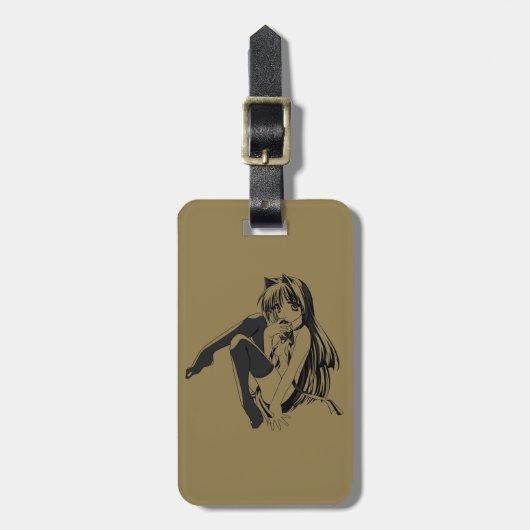 漫画のネコ娘 フューリー かわいい ロリ ラゲッジタグ (正面縦)