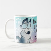 漫画のハスキー犬ペットコーヒーマグ、カップ コーヒーマグカップ (左)