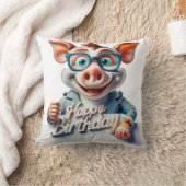 漫画のハッピーバースデーイラストレーションAかわいい豚 クッション (ブランケット)