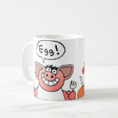 漫画のハム及び卵の朝食のマグ コーヒーマグカップ (正面左)