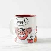 漫画のハム及び卵の朝食のマグ ツートーンマグカップ (正面左)