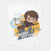 『漫画のハリーとヘドウィッグ飛んでいる過去ホグワーツ』 フリースブランケット (正面)