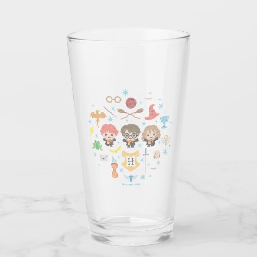 漫画のハリー・ポッターのクロステッチコラージュ タンブラーグラス (正面)