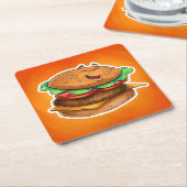漫画のハンバーガーのコースター スクエアペーパーコースター (アングル)