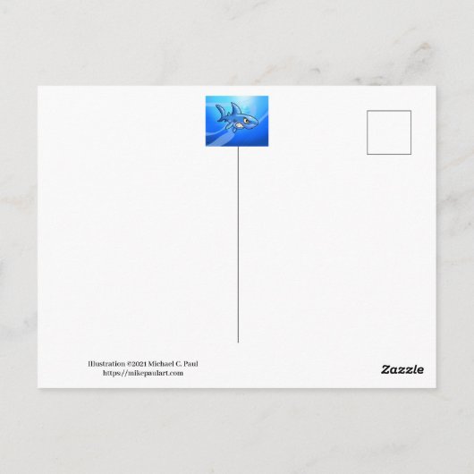 漫画のハンマーヘッドシャーク ポストカード (裏面)