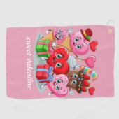 漫画のハートと甘い友人バレンタインデー ゴルフタオル (横)