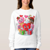 漫画のハートと甘い友人バレンタインデー スウェットシャツ (正面)