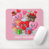 漫画のハートと甘い友人バレンタインデー マウスパッド (マウス)