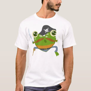 漫画のハートのカエルの海賊 Tシャツ