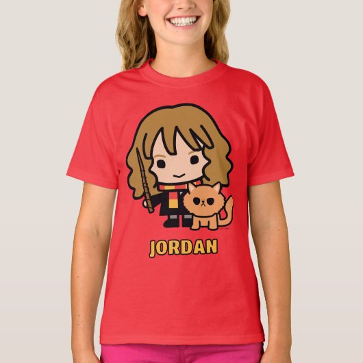 漫画のハーマイオニーとクルックシャンクス Tシャツ (正面)