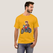 漫画のバイクに乗ったバイカー Tシャツ (正面フル)