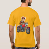 漫画のバイクに乗ったバイカー Tシャツ (裏面)