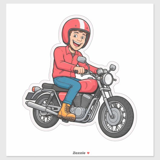 漫画のバイクに乗ったライダー シール (シート)