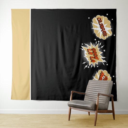 漫画のバブル引用結婚式写真背景 タペストリー (インサイチュ(横))