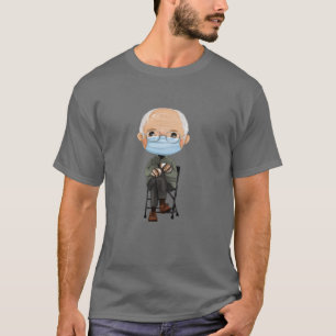 漫画のバーニー・サンダースと彼の暖かい茶色のミトン Tシャツ