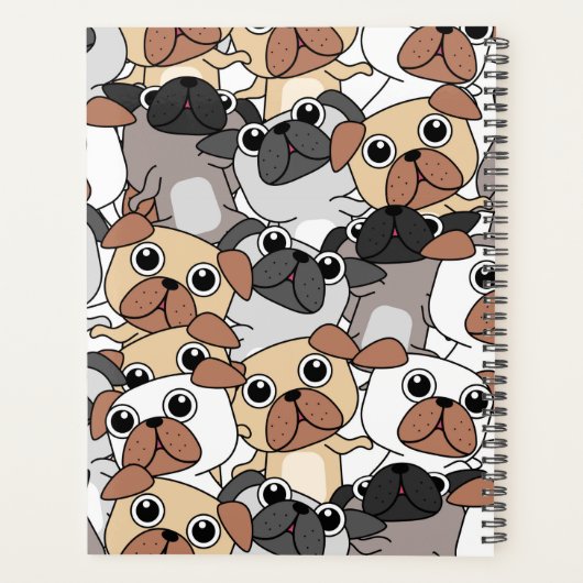 漫画のパグの背景を持つ学生プランナー プランナー手帳 (裏面)