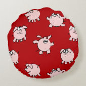漫画のパタおもしろいーン豚の年を選択カラーラウンド ラウンドクッション (裏面)