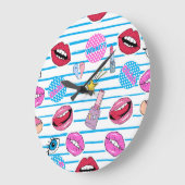 漫画のパッチバッジポップ・アートの：アート。 ラージ壁時計 (傾斜)