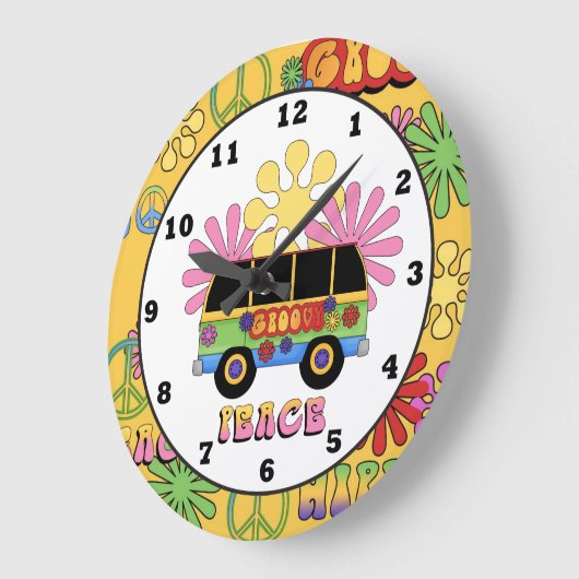 漫画のヒッピーおもしろいの壁時計 ラージ壁時計 (傾斜)