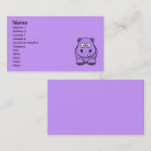 漫画のヒッポのかわいい紫フレンドリー色 名刺 (正面/裏面)