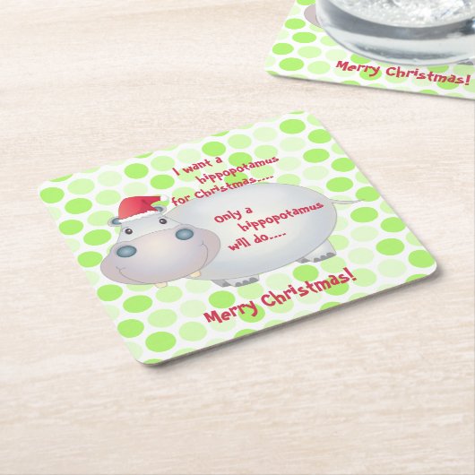 漫画のヒポタムスクリスマスクリスマス スクエアペーパーコースター (アングル)