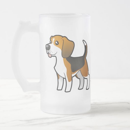漫画のビーグル犬 フロストグラスビールジョッキ (左)