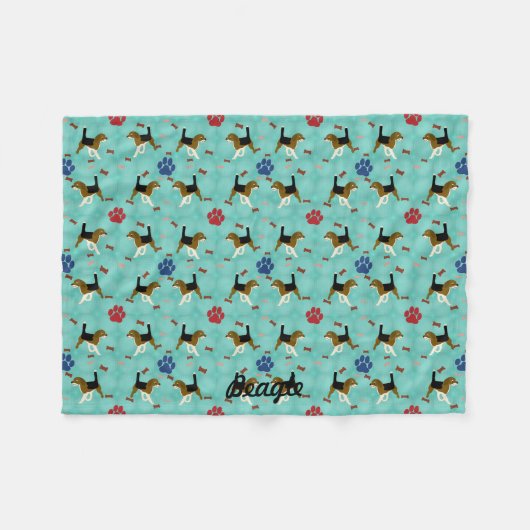 漫画のビーグル フリースブランケット (正面(横))