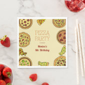漫画のピザパーティー誕生日 スタンダードランチョンナプキン (インサイチュ)