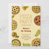 漫画のピザパーティー誕生日 招待状 (正面)