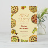 漫画のピザパーティー誕生日 招待状 (スタンド正面)