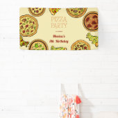 漫画のピザパーティー誕生日 横断幕 (インサイチュ)