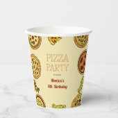 漫画のピザパーティー誕生日 紙コップ (正面)