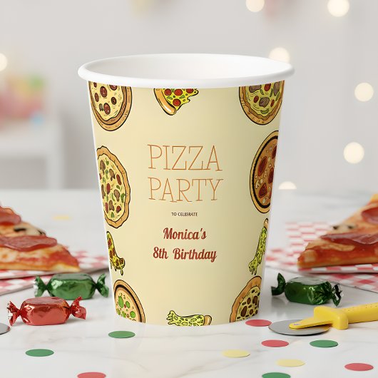 漫画のピザパーティー誕生日 紙コップ