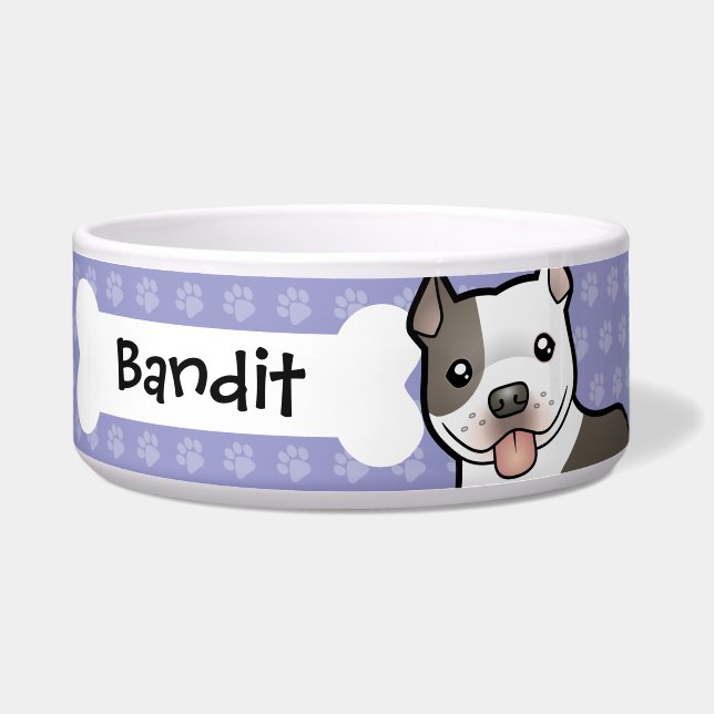 漫画のピットブル/アメリカ（犬）スタッフォードテリア ボウル (正面)