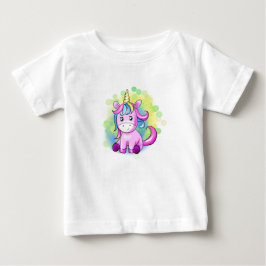 漫画のピンクのユニコーン ベビーTシャツ