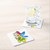 漫画のフェアユール恐竜。 スクエアペーパーコースター (インサイチュ)