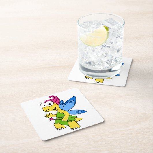 漫画のフェアユール恐竜。 スクエアペーパーコースター (インサイチュ)