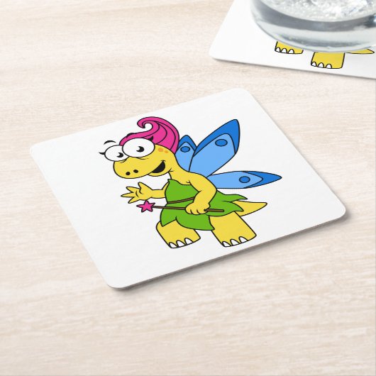 漫画のフェアユール恐竜。 スクエアペーパーコースター (アングル)