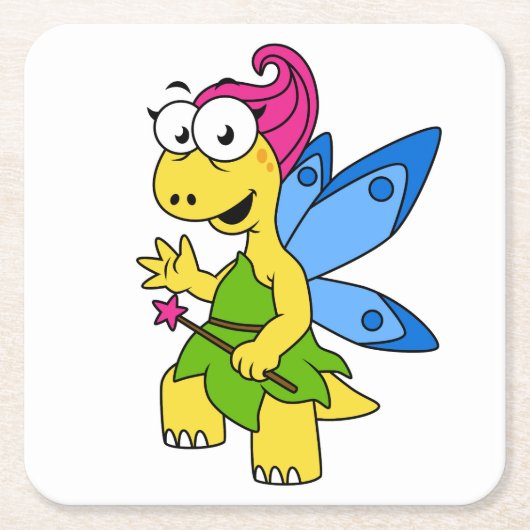漫画のフェアユール恐竜。 スクエアペーパーコースター (正面)