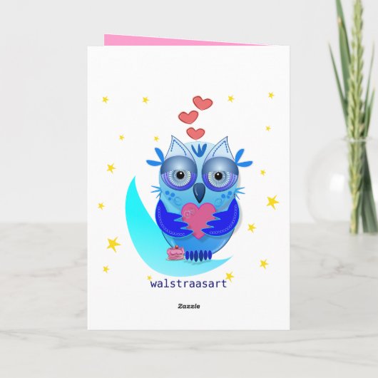 漫画のフクロウが付いているかわいいバレンタインデーカード シーズンカード (裏面)