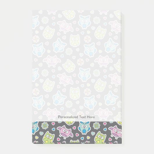 漫画のフクロウのパターン ポストイット (正面)