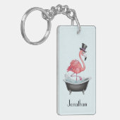 漫画のフラミンゴパーソナライズされた キーホルダー (正面左)