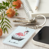 漫画のフラミンゴパーソナライズされた キーホルダー (正面右)