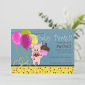 漫画のブタの誕生日の招待 招待状 (スタンド正面)