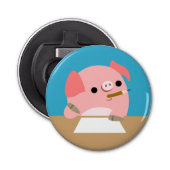 漫画のブタの"作家のブロック"のボタン型栓抜き 栓抜き (正面)