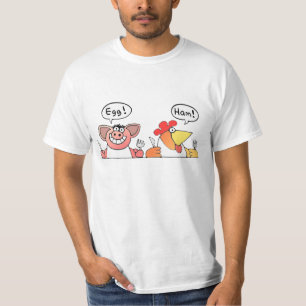 漫画のブタ + 漫画の鶏の朝食 Tシャツ