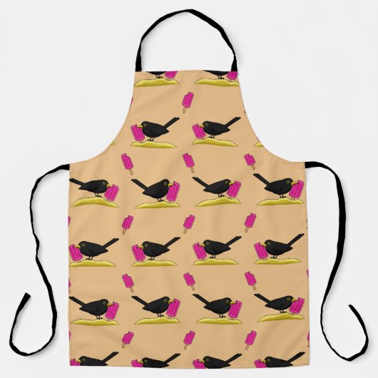 漫画のブラックバ食べードのアイスクリームパターン エプロン (正面)